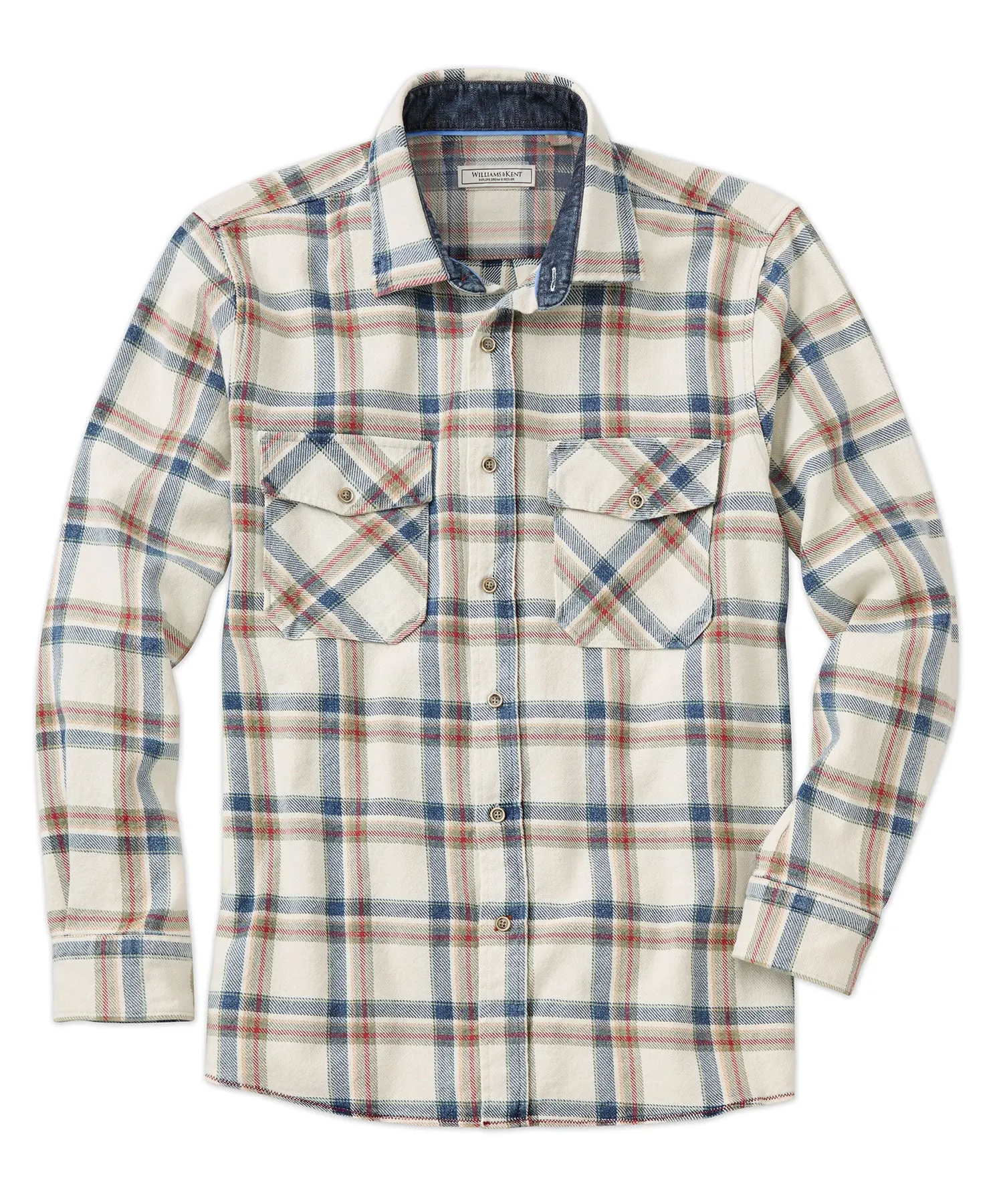 Stylish Element Beach Wear Cotton-Twill Open Plaid Long Sleeve Sport Shirt