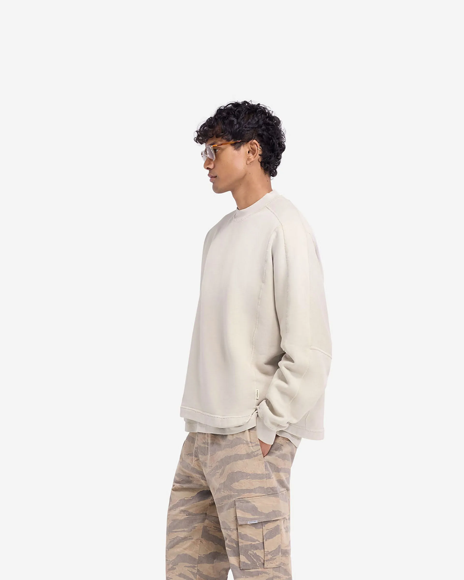 Spring Wear Stepped Hem Sweatshirt - Oat