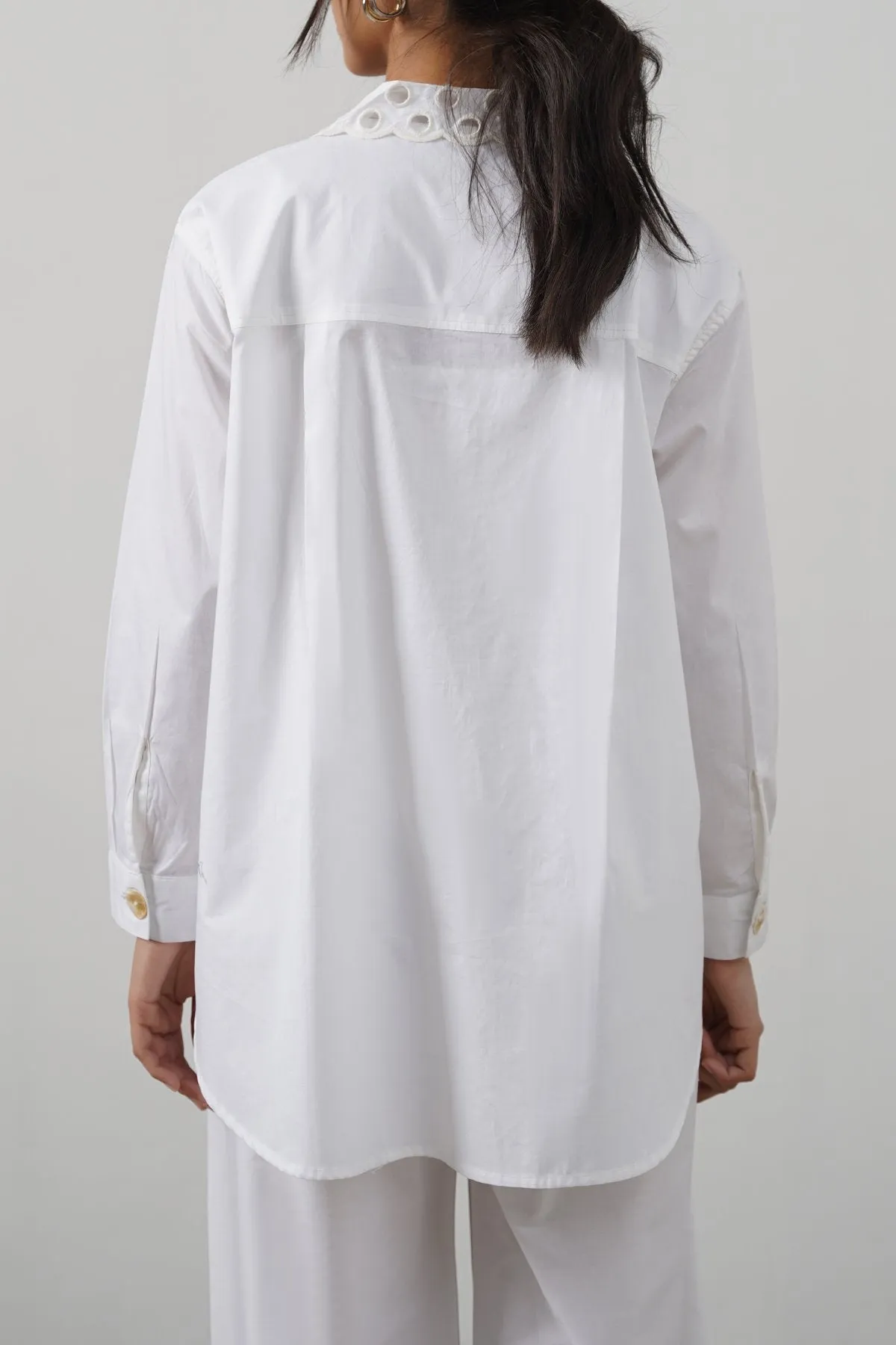 CREME CUTWORK COLLAR SHIRT Urban Fashion