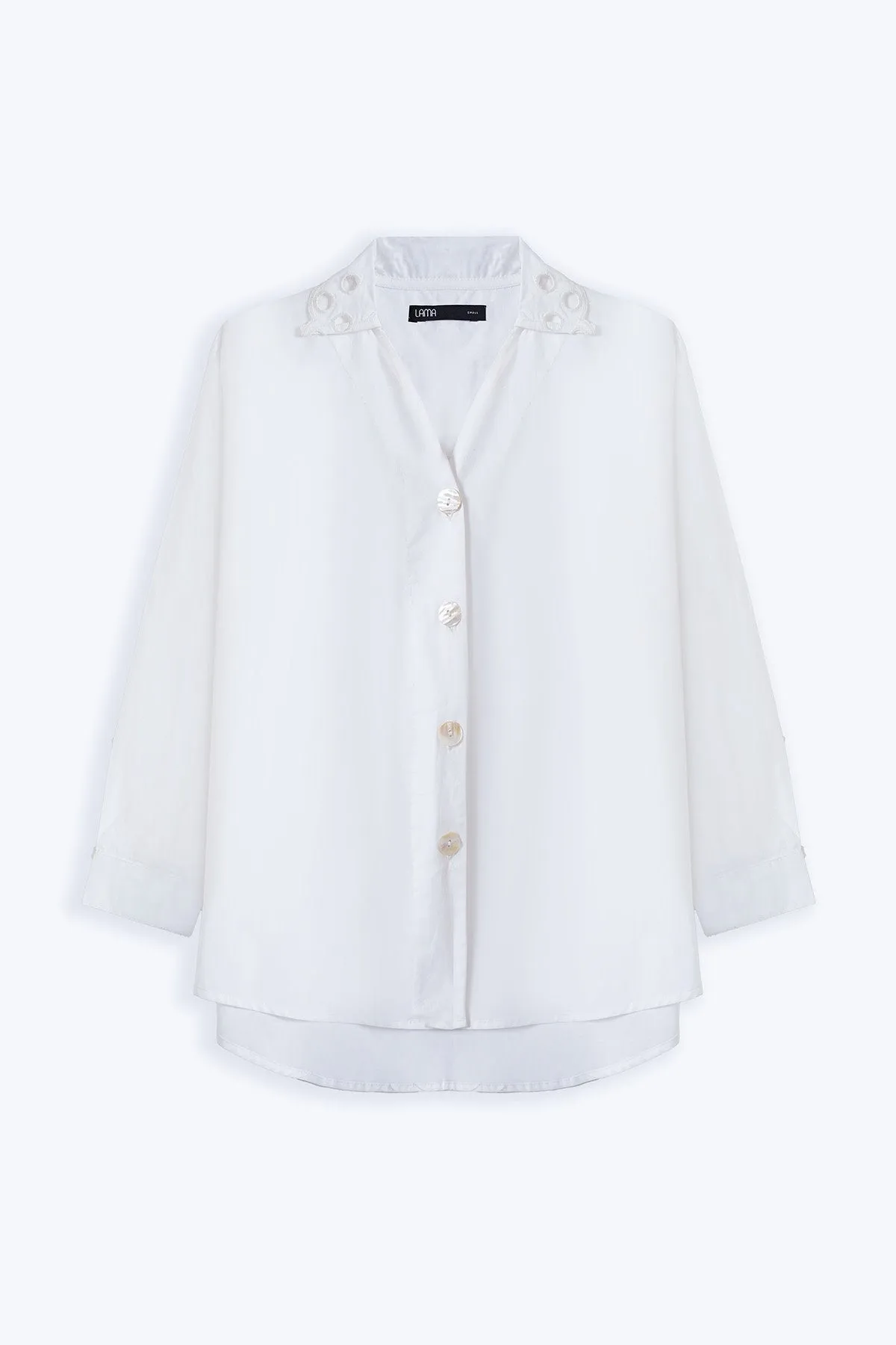 CREME CUTWORK COLLAR SHIRT Moisture Wicking Material