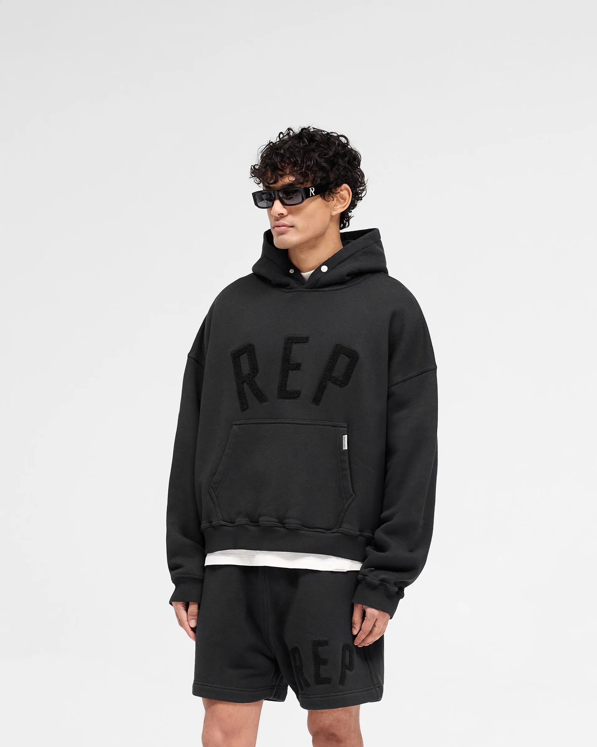 Rep Applique Hoodie - Off Black Antibacterial snowboarding suitable