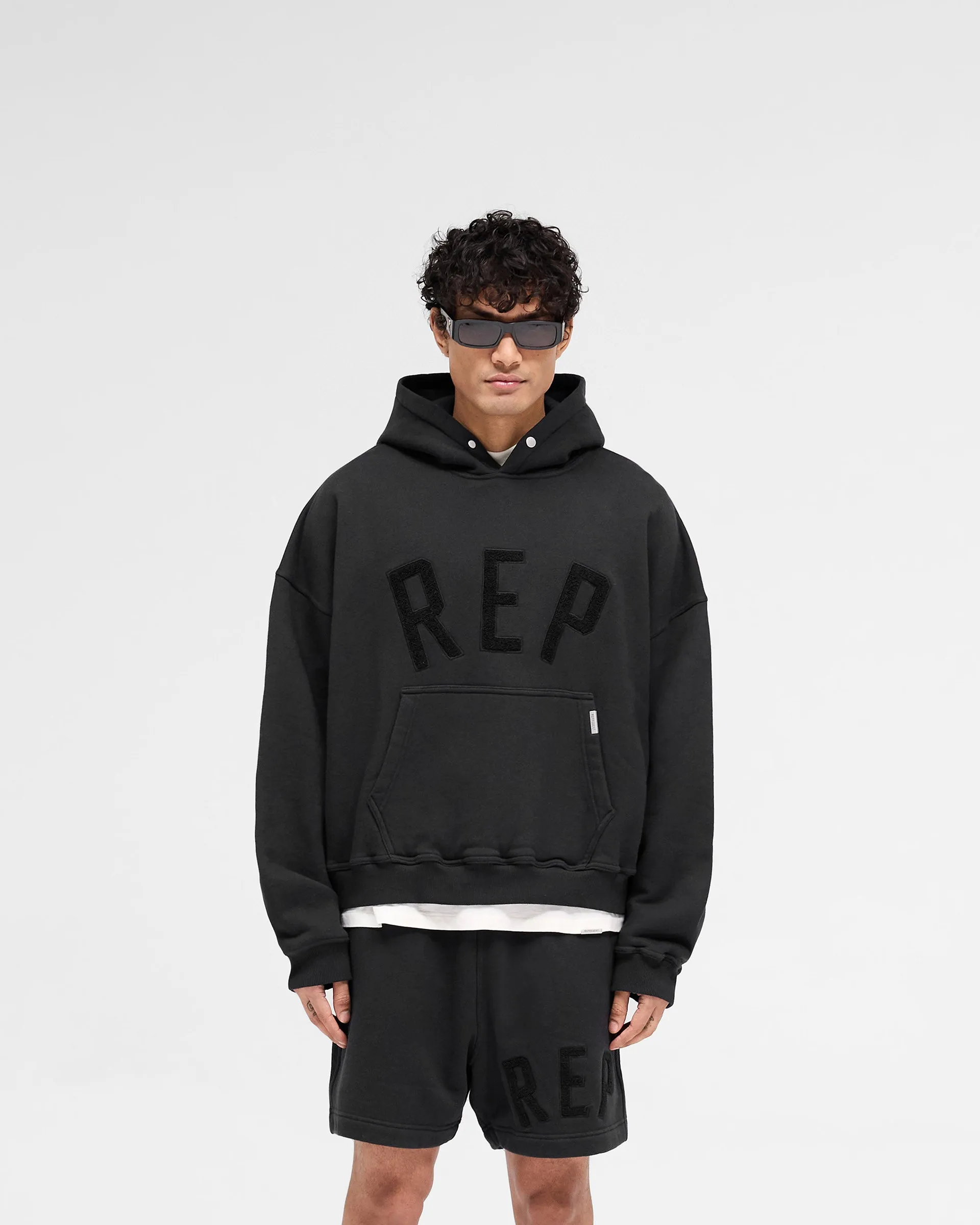 dancing suitable Rep Applique Hoodie - Off Black