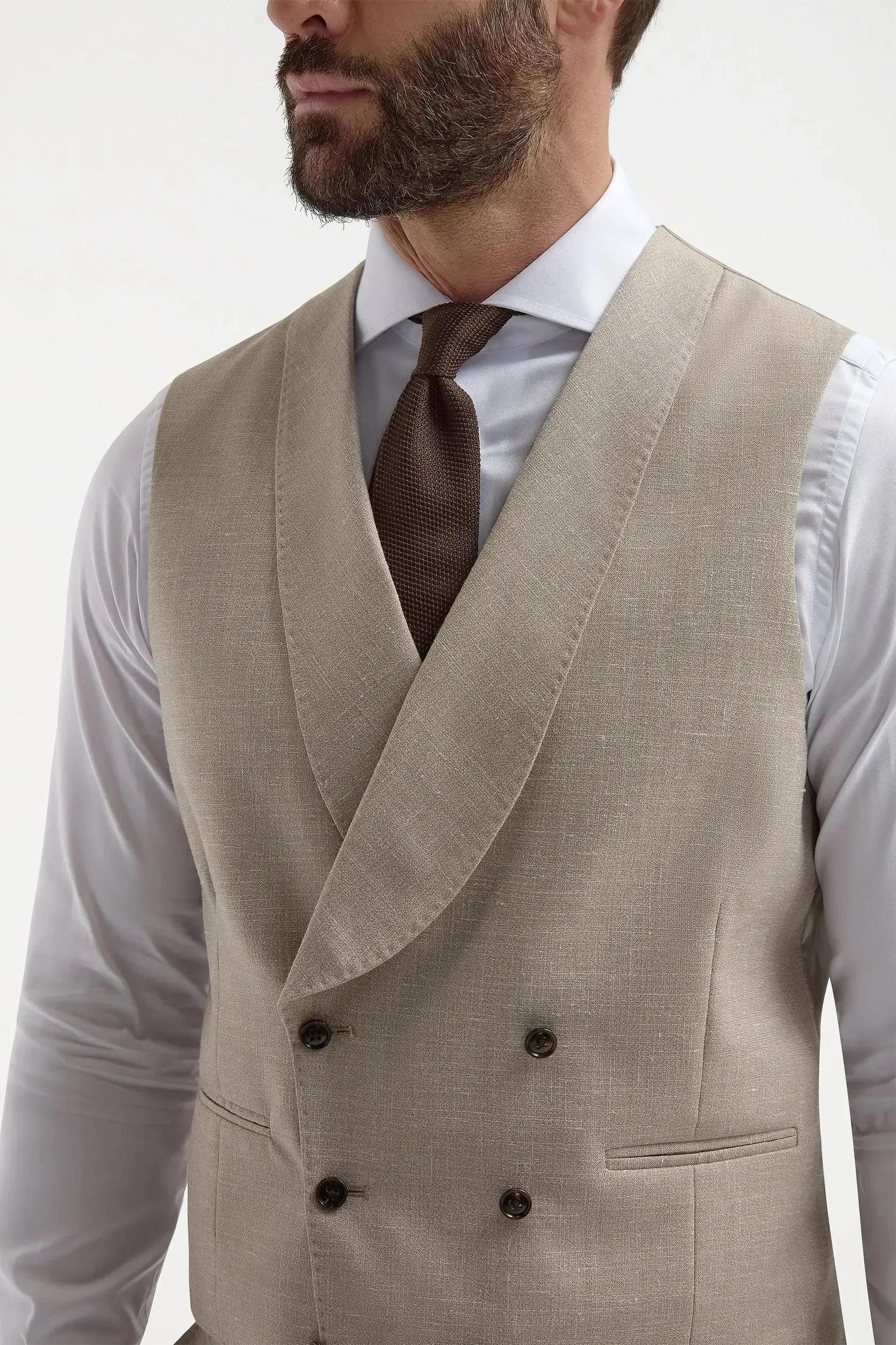 Beige double breasted waistcoat - Made in Italy Cozy Pajama Set Soft Touch