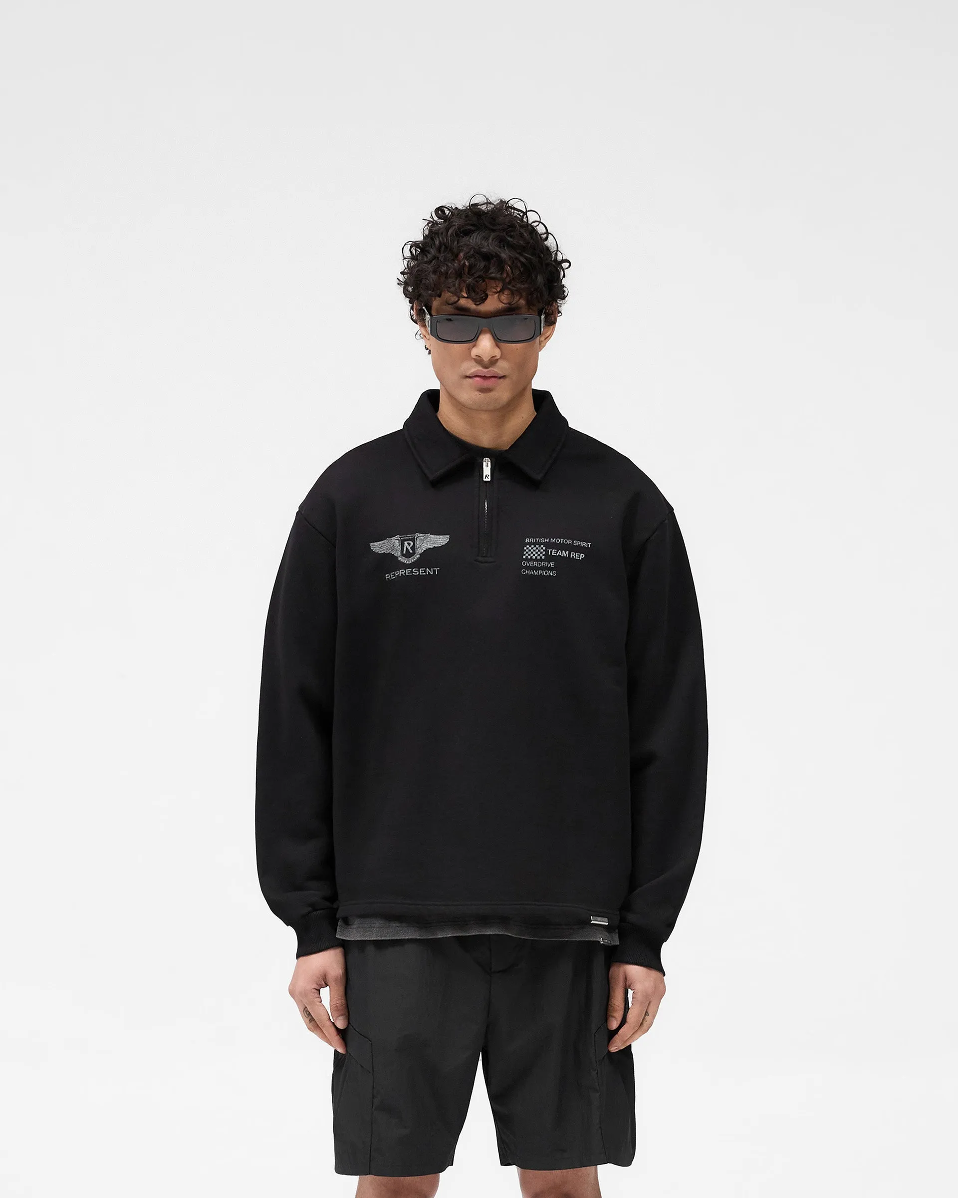 Printed Chilly Day Outfit Team Rep Quarter Zip - Jet Black