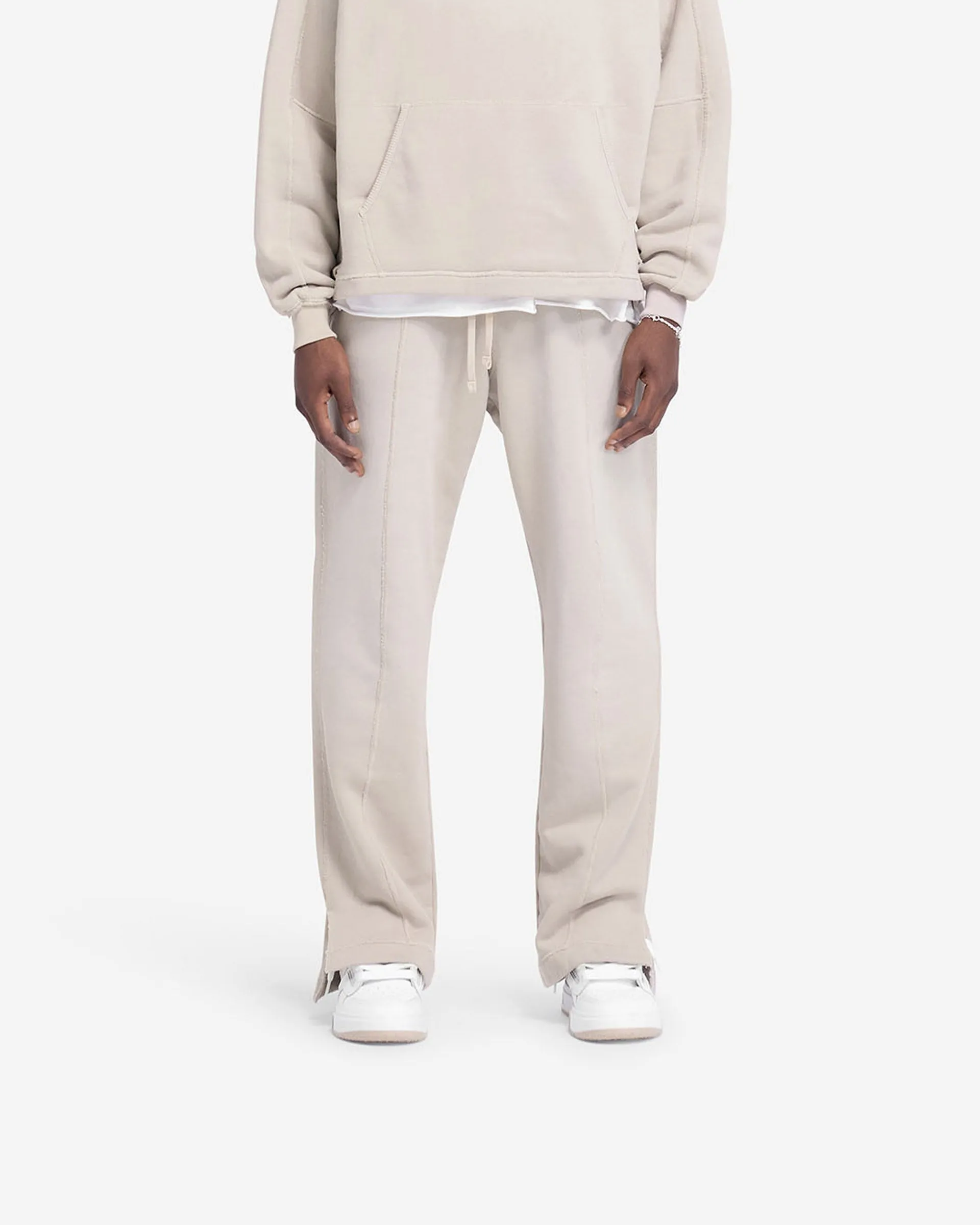 Stepped Hem Sweatpants - Oat High Durability Thread