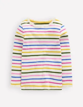 Ribbed Long Sleeve T-shirt-Rainbow Stripe HeavyweightThermal