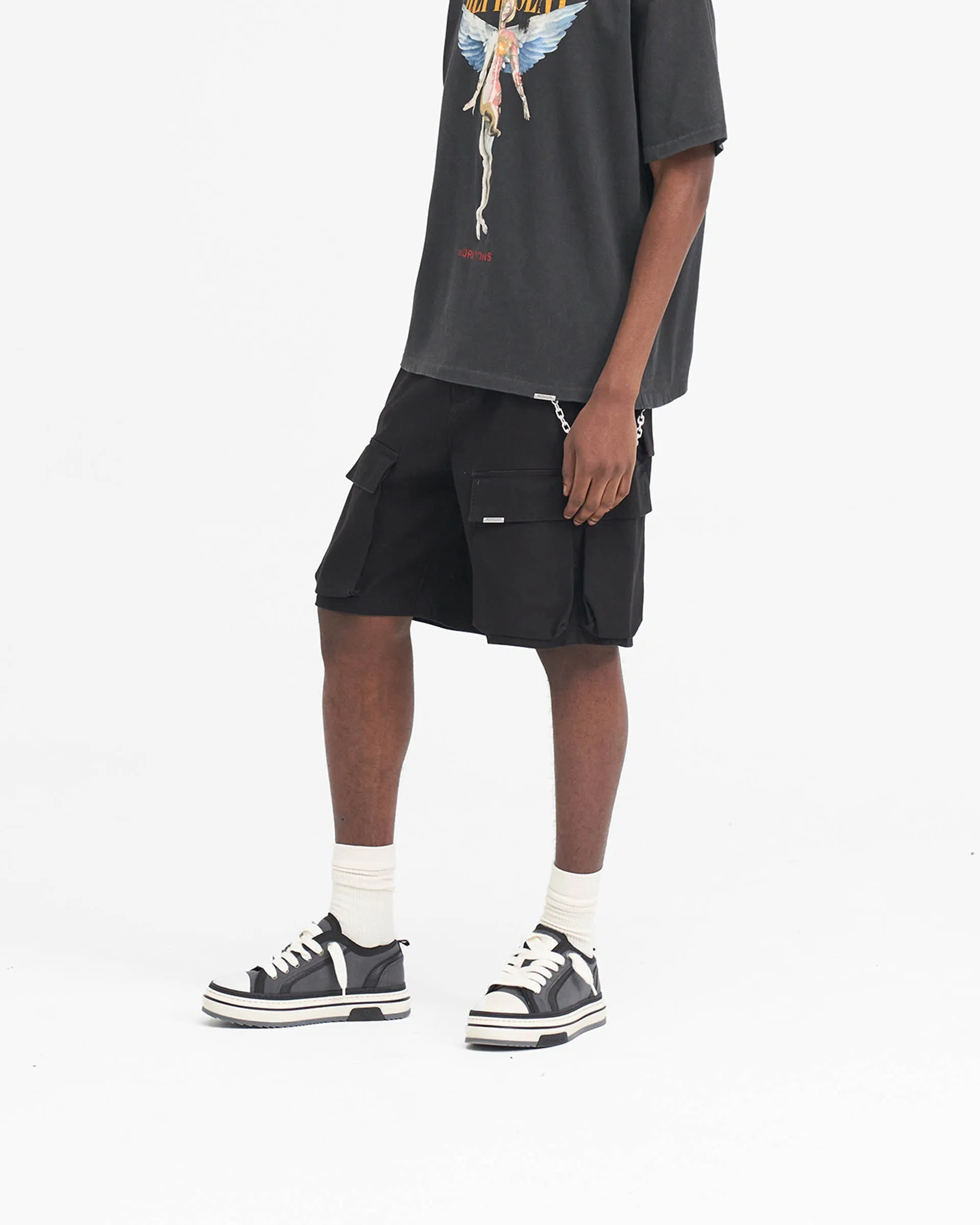 Baggy Cotton Cargo Short - Black Casual Wear
