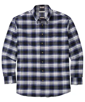 Plus Size Fit Luxurious Feel Cotton-Cashmere Plaid Long-Sleeve Sport Shirt