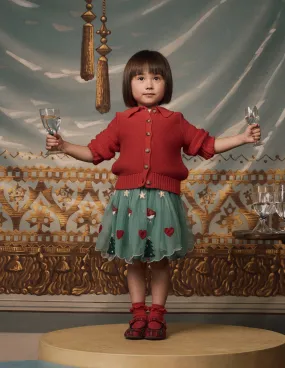 Appliqu?? Tulle Skirt-Eucalyptus Christmas Crisscross Details Cashmere Touch