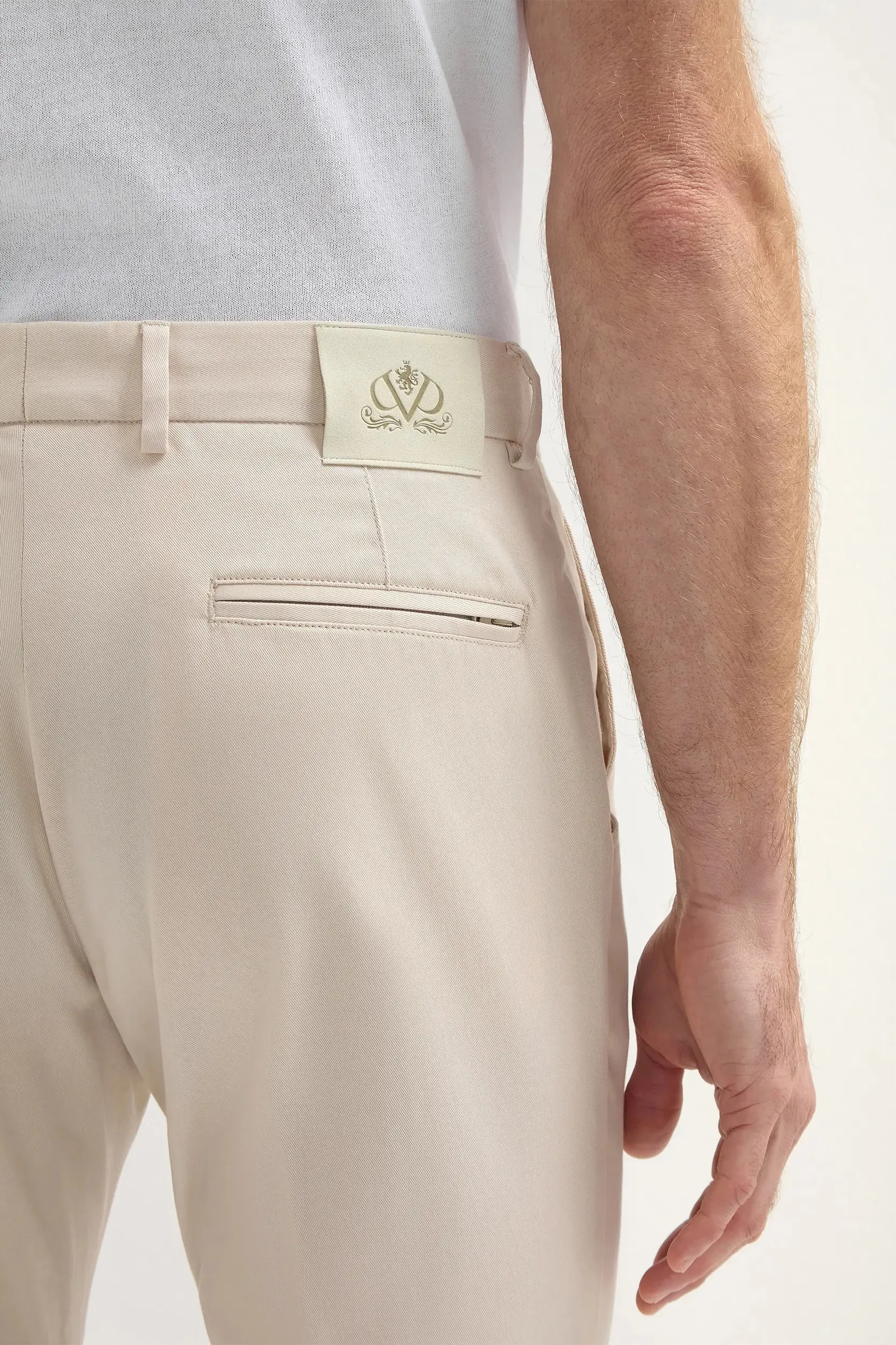 MoistureWicking Technology Beige cotton Garda trousers - Made in Italy