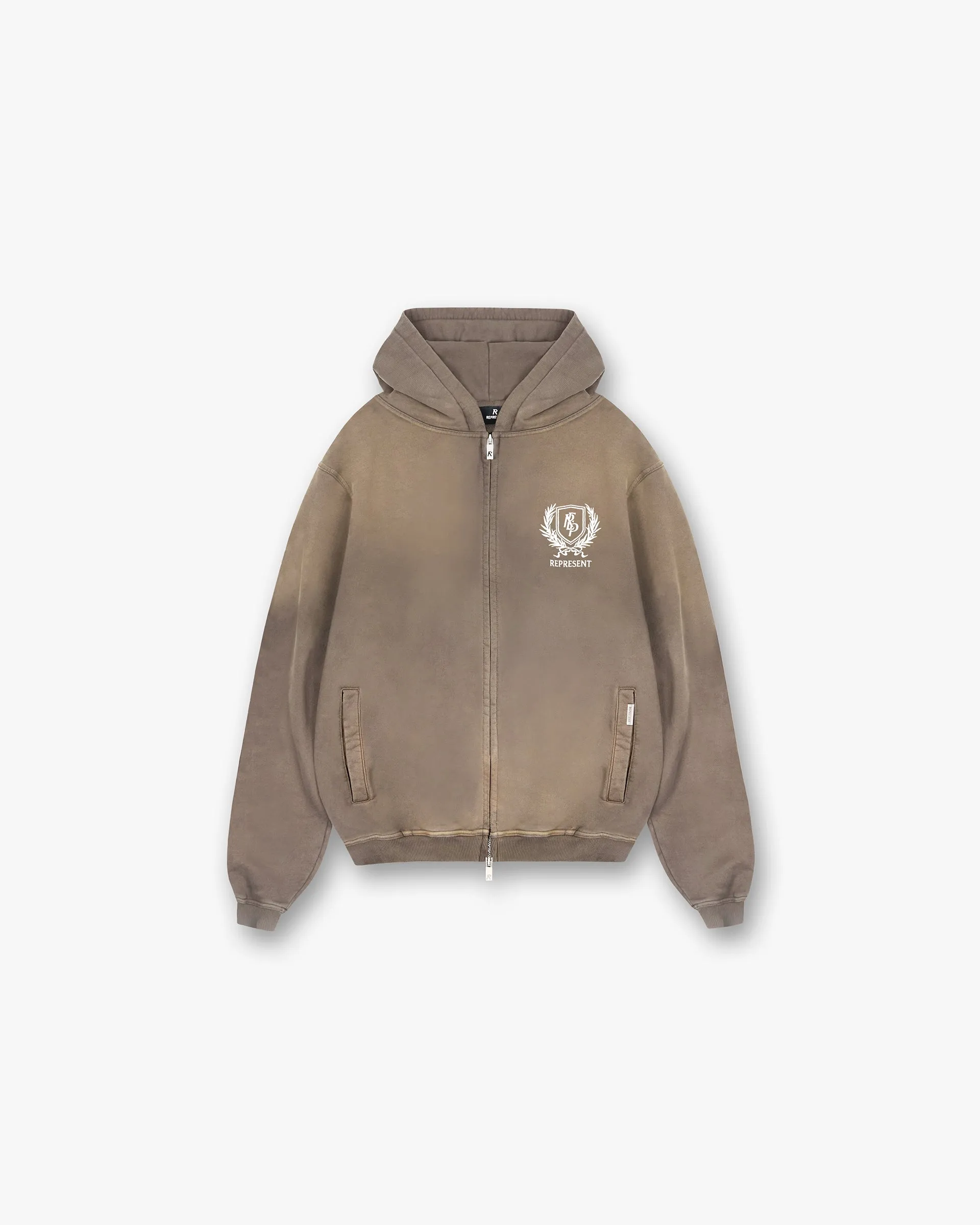 Crest Zip Up Hoodie - Dark Taupe Fashion Piece