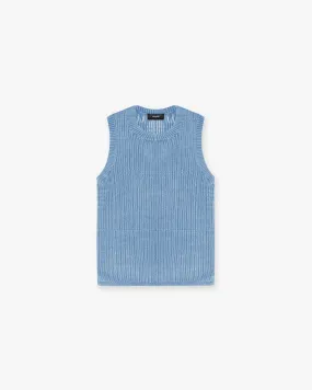 Washed Knit Vest - Sky Blue Lightweight Comfort Comfy Flex