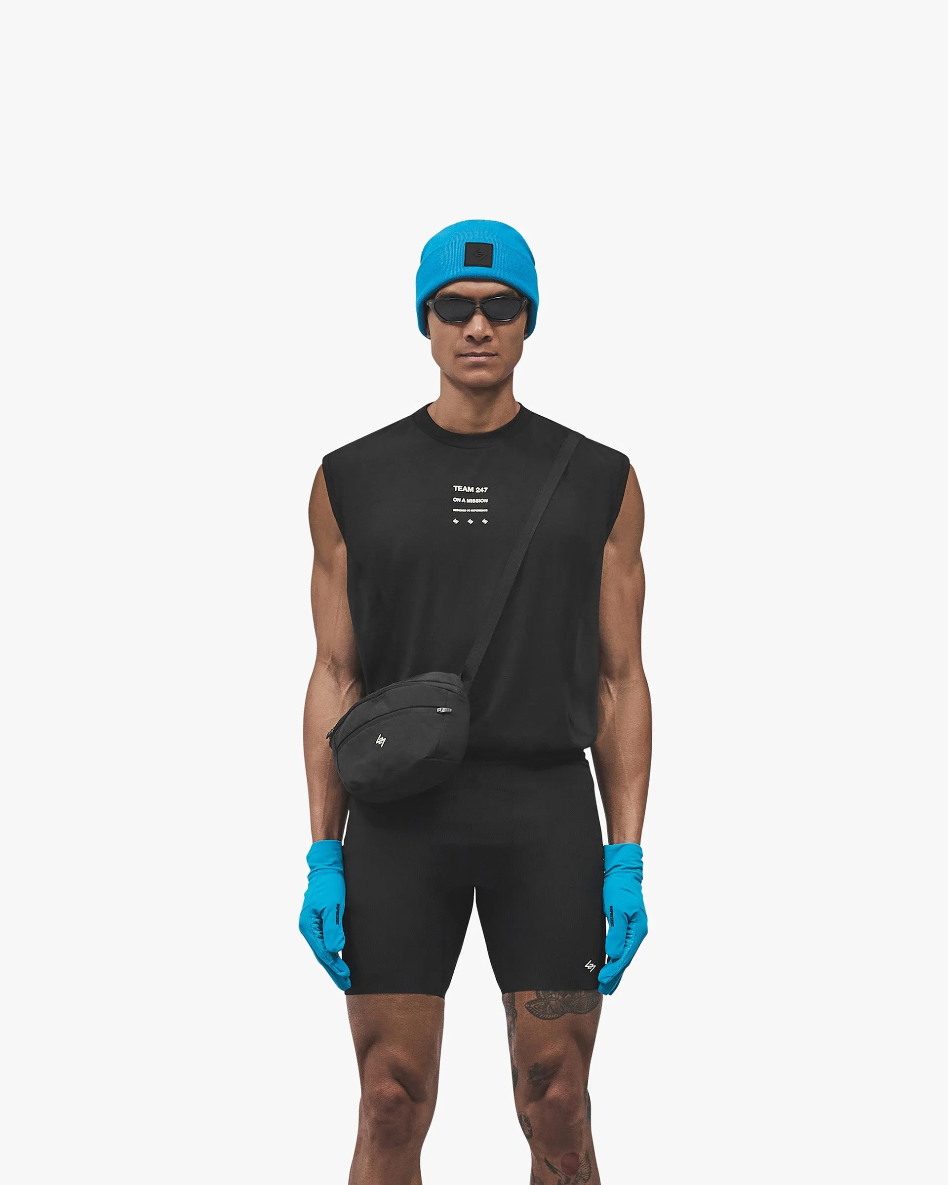 247 Uprising Oversized Tank - Black Circular Knit Design