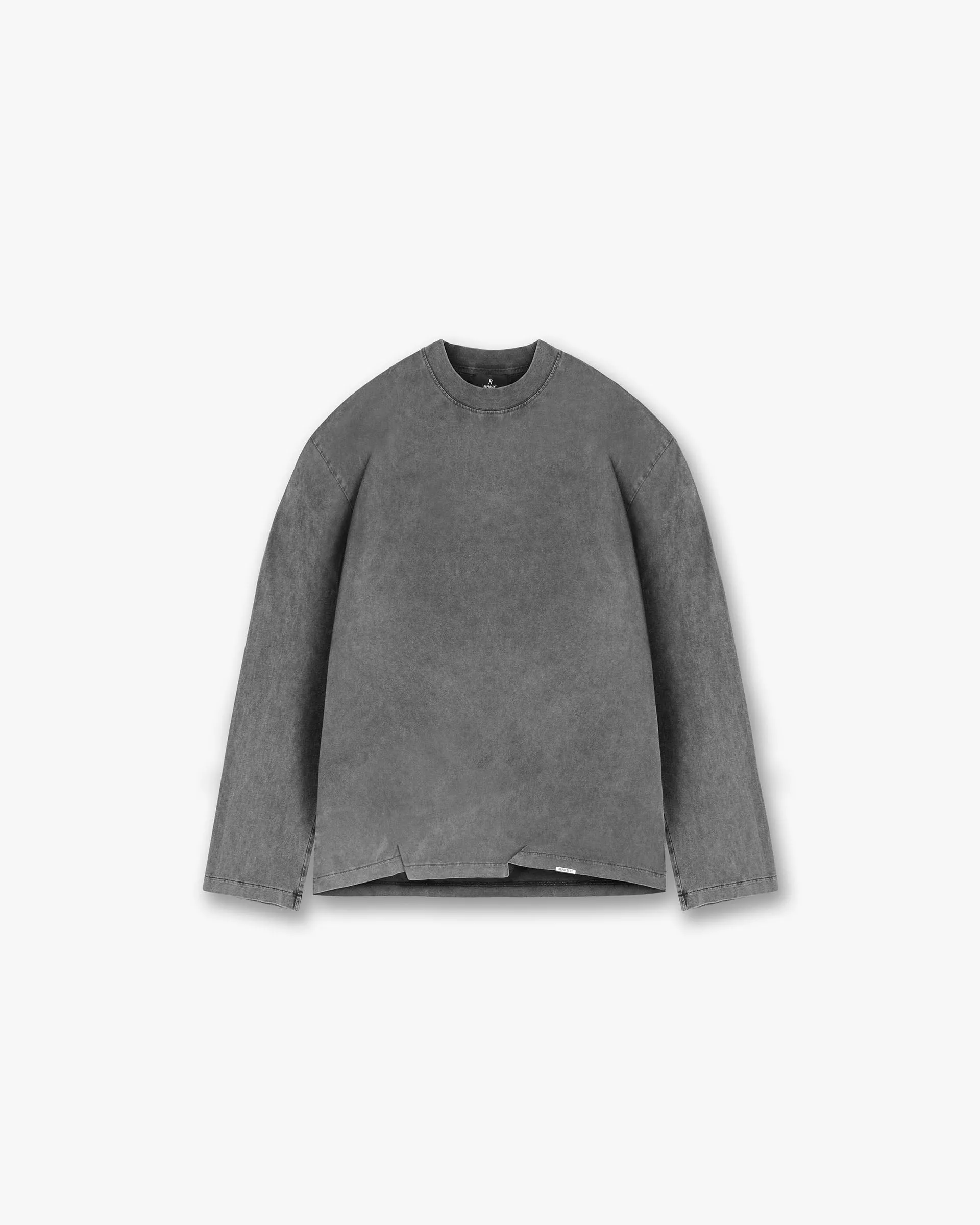 Essential Comfort Stretchable Fabric Initial Long Sleeve Open Cuff T-Shirt - Vintage Grey