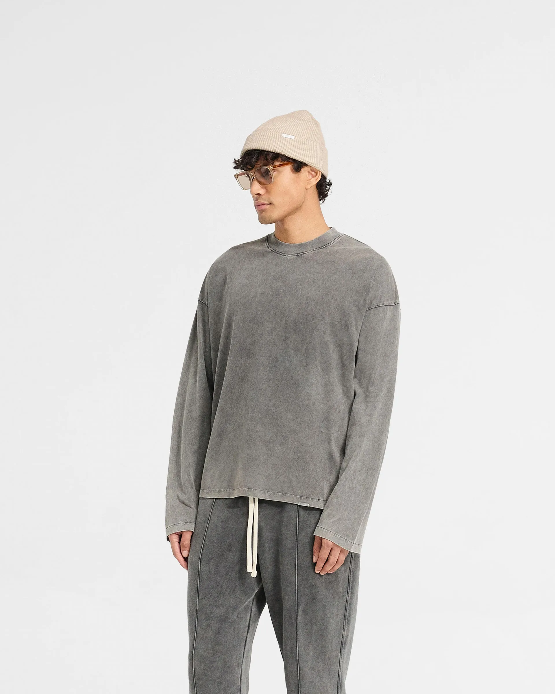 Initial Long Sleeve Open Cuff T-Shirt - Vintage Grey Sporty Layer Look