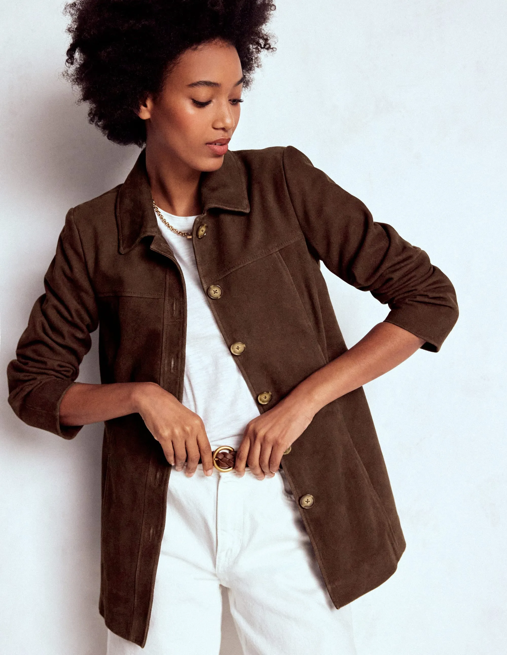 Suede Jacket-Dark Chocolate Good Material