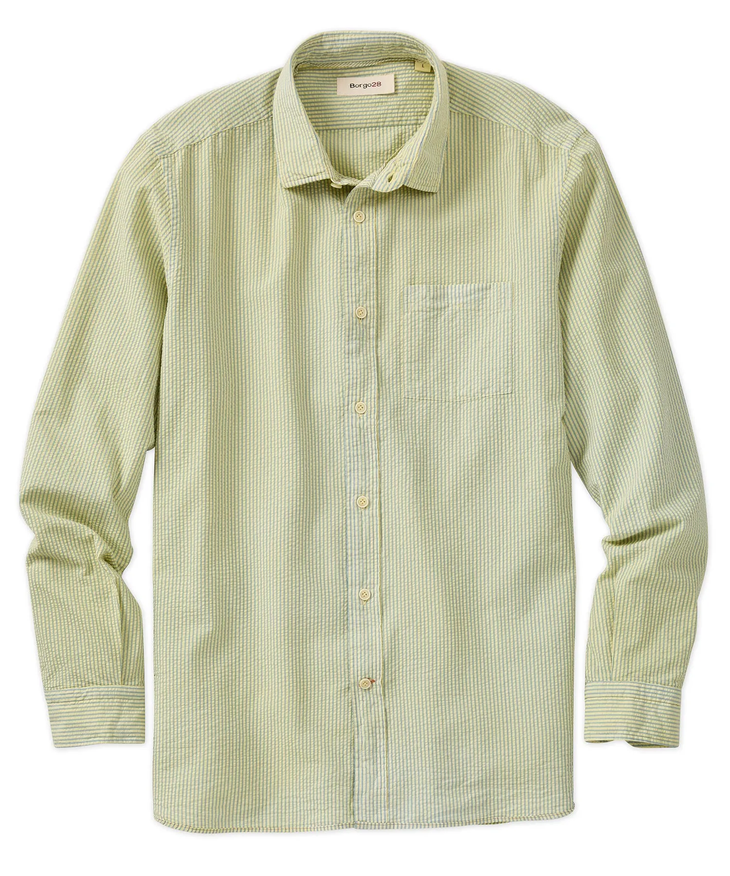 Stripe Seersucker Shirt Button-up Thermoregulating Layer