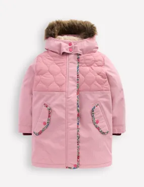 Urban Fit Look Transitional Layer Joni Quilted Parka Coat-Pink