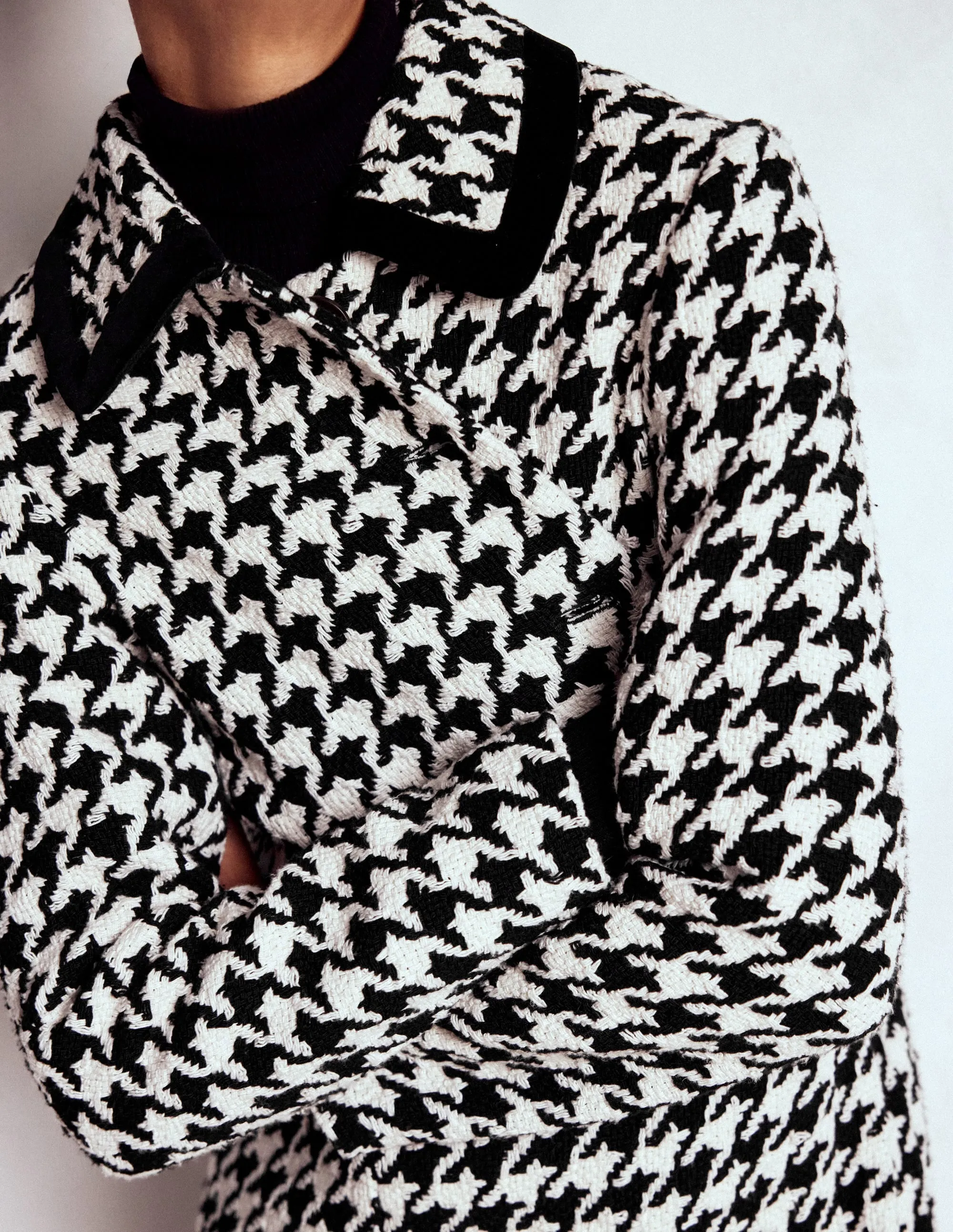 InterchangeableLining Edinburgh Swing Coat-Black Dogstooth