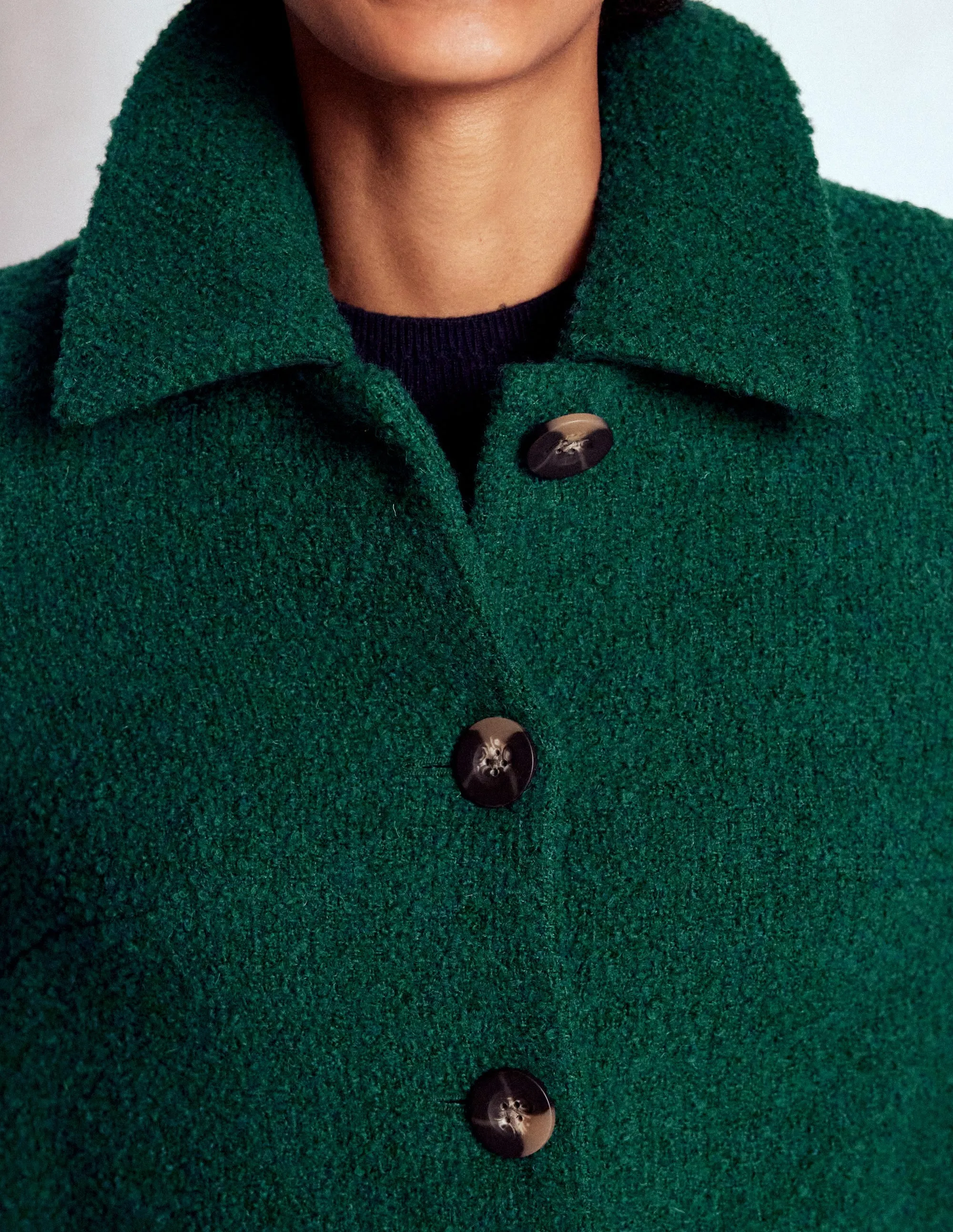 Edinburgh Wool Coat-Emerald Night Hidden Storage Compartment