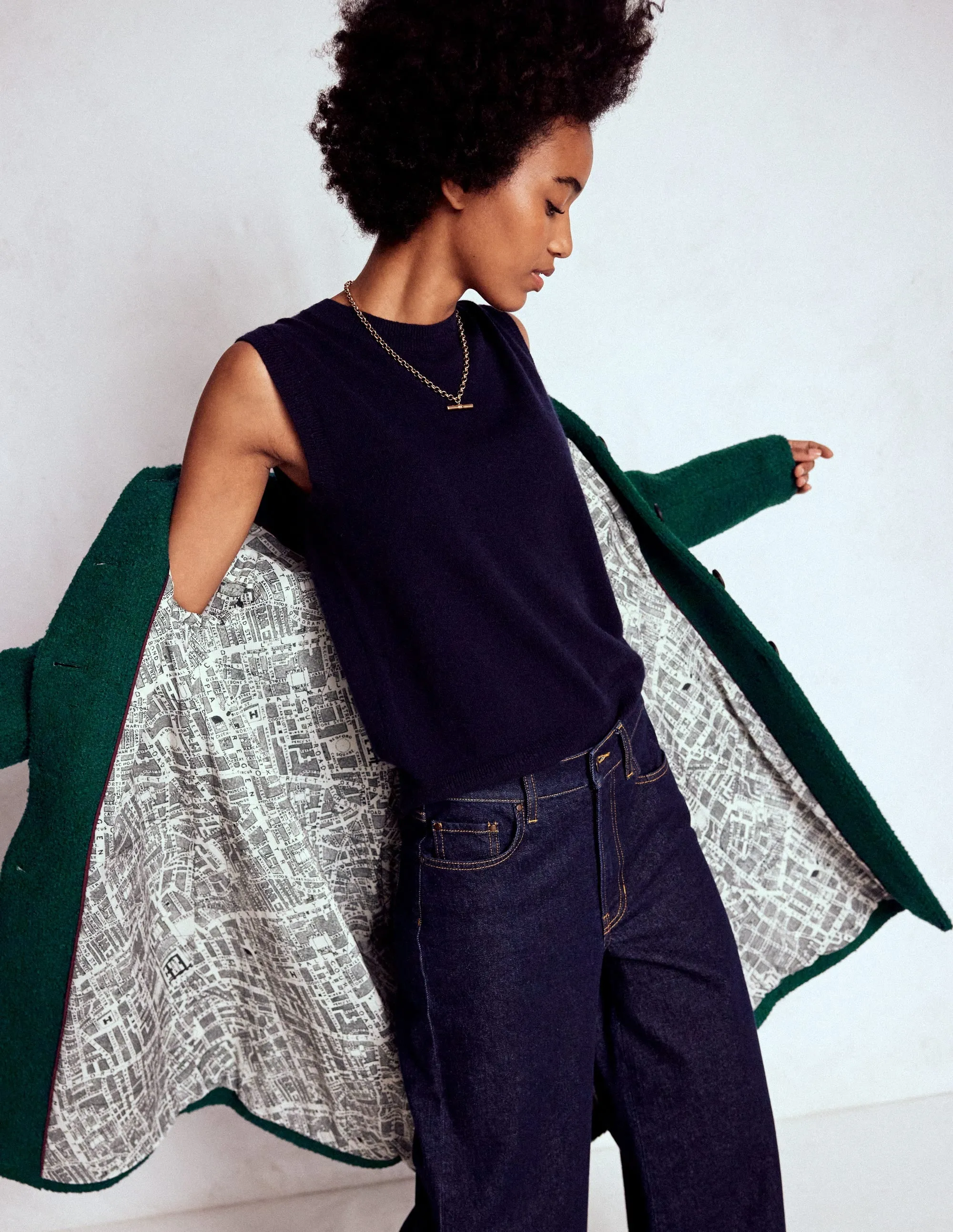 Eco Friendly Dye Process Edinburgh Wool Coat-Emerald Night