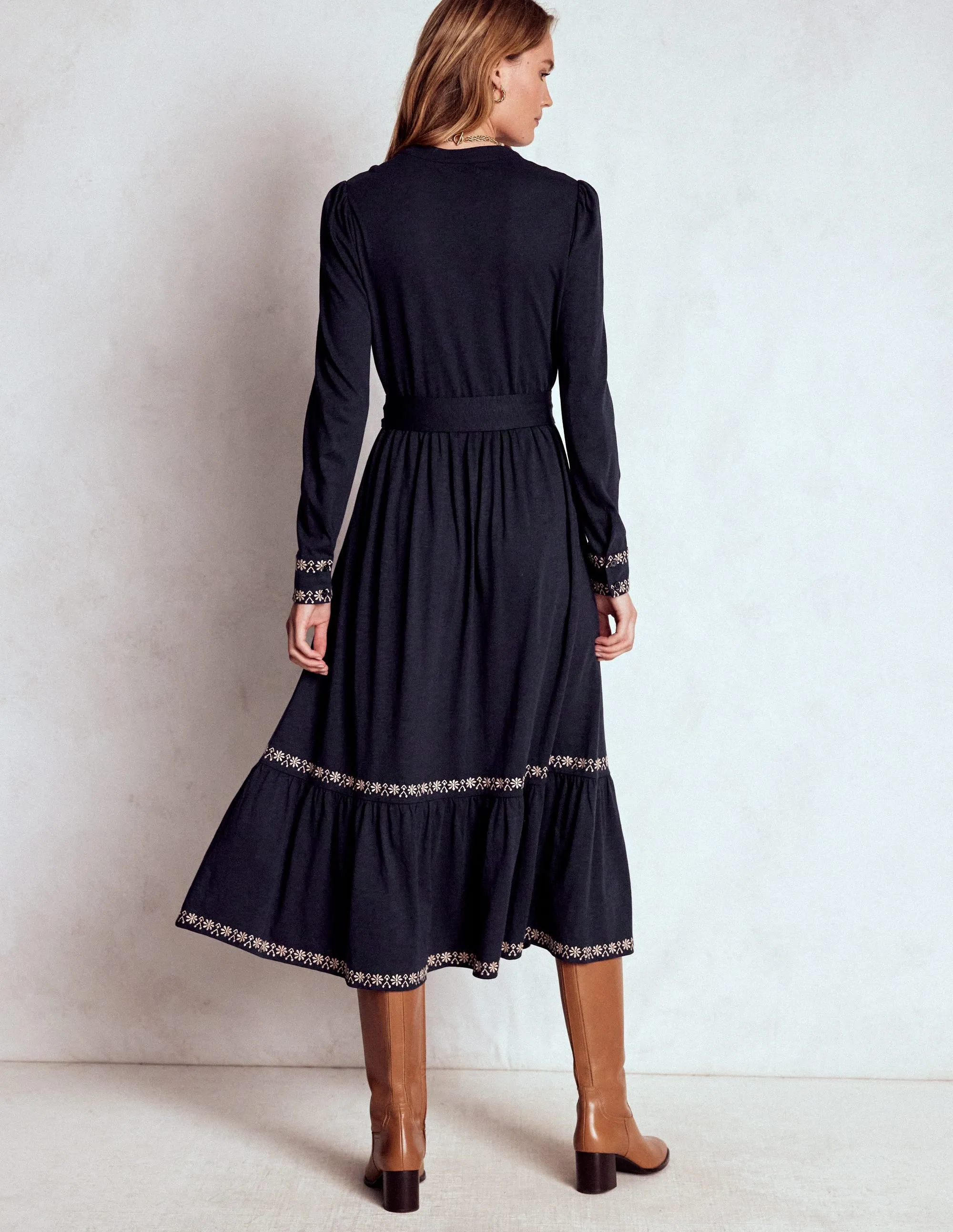 Light Attitude Light And Airy Edwina Jersey Shirt Dress-Navy