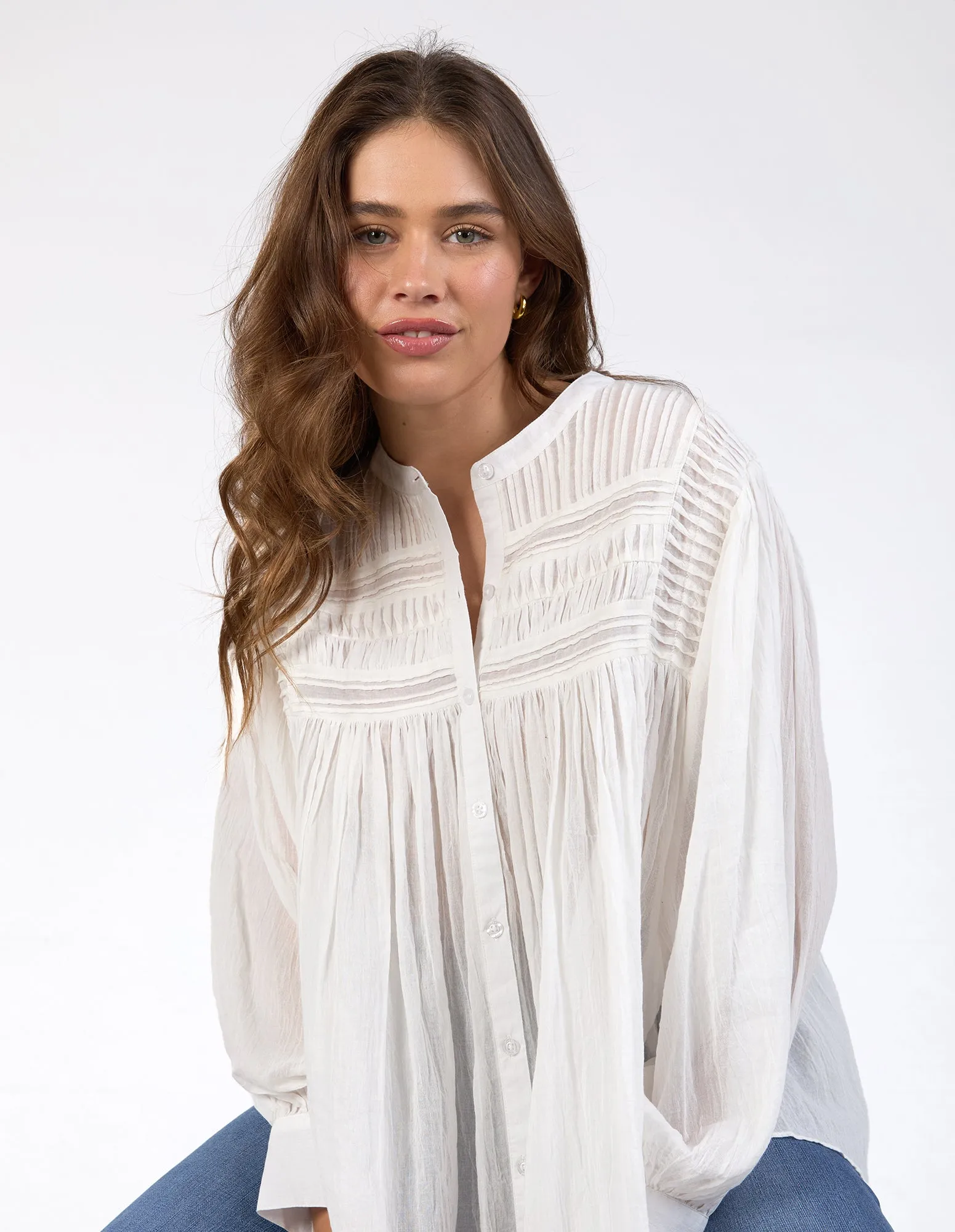 Comfortable Collar EcoFriendly Manufacturing Elm Montana Blouse Marshmallow