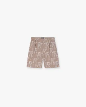 Embroidered Initial Tailored Short - Washed Taupe Durable Build Wrinkle-Resistant