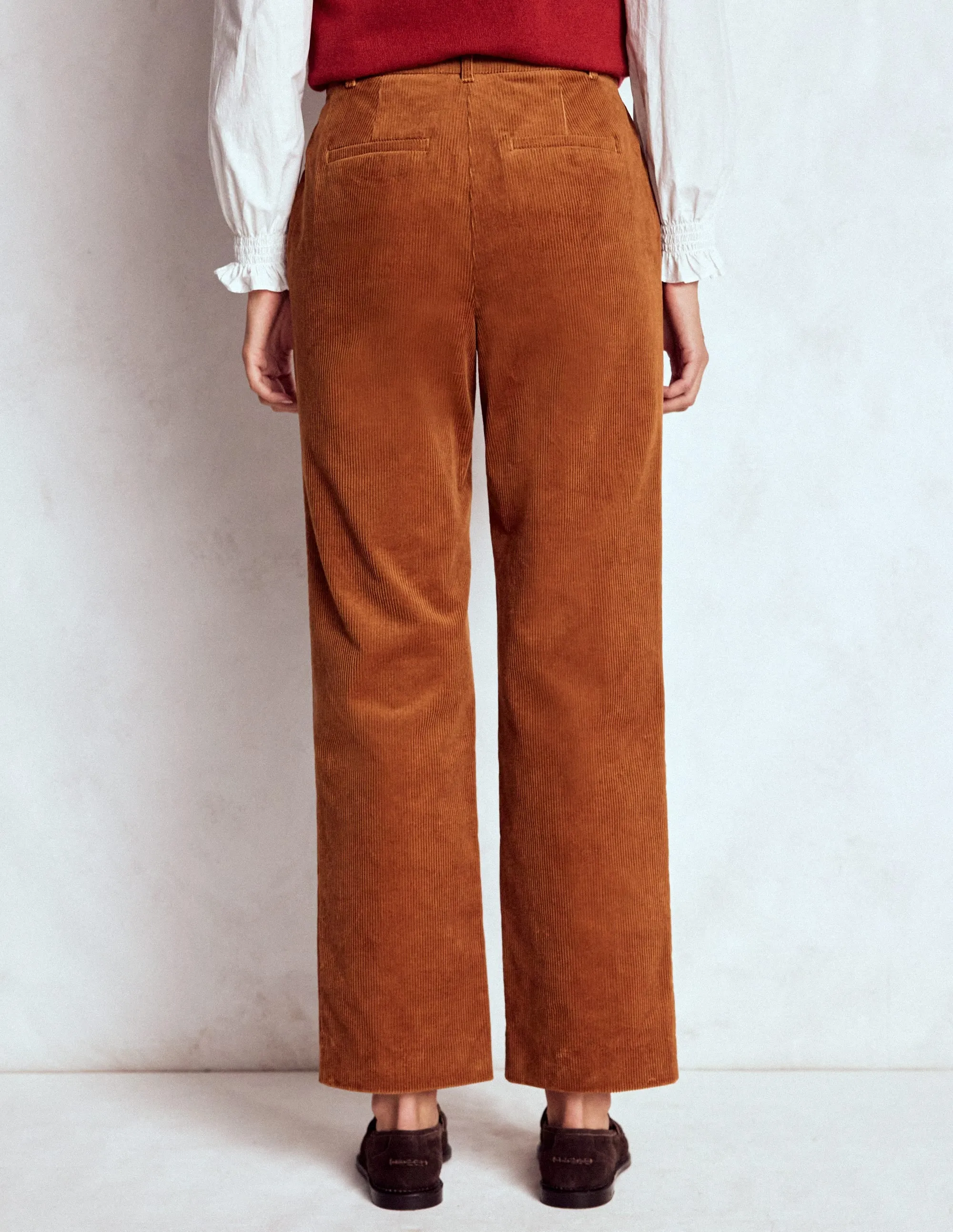 Anti Cling Finish simple design Canonbury Cord Trousers-Ginger