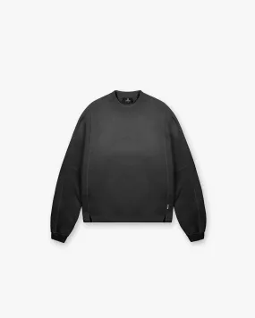Graphic Art Stepped Hem Sweatshirt - Stained Black
