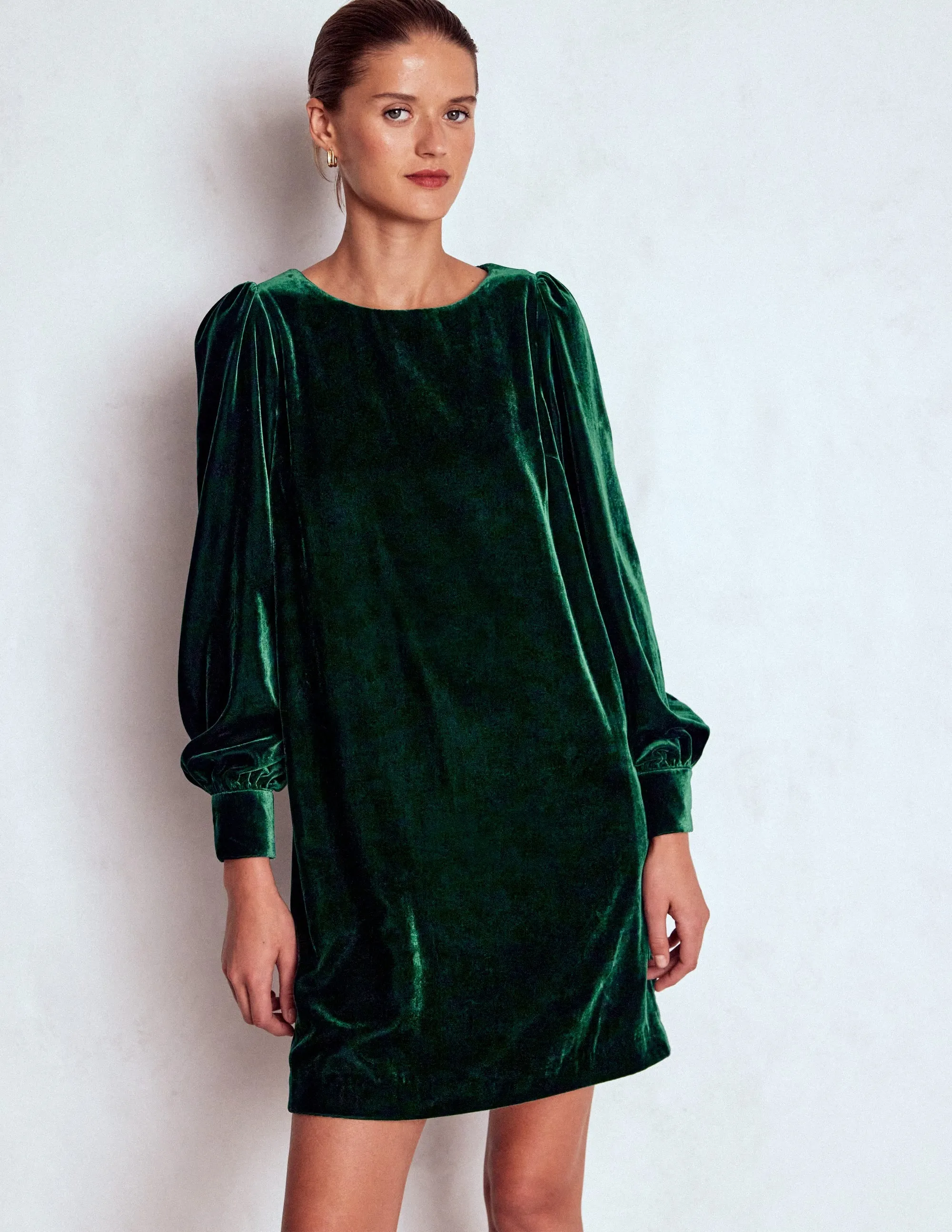 Semi Fit Estella Velvet Shift Dress-Emerald Night