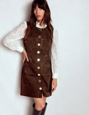 Free Shape Evelyn Suede Shift Dress-Dark Chocolate