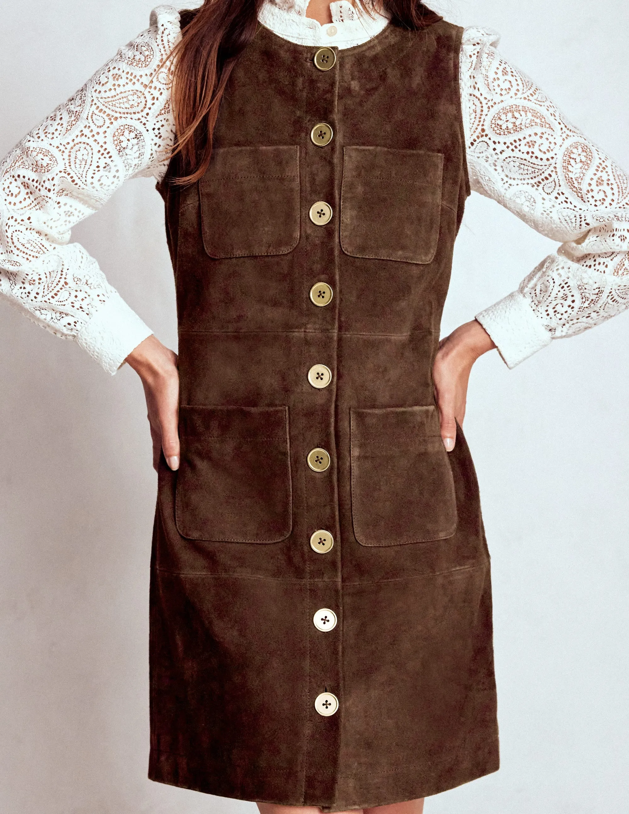 Evelyn Suede Shift Dress-Dark Chocolate Chill Friendly