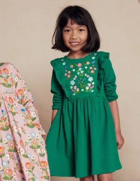 Travel Vibe Embroidered Bodice Dress-Jewel Green