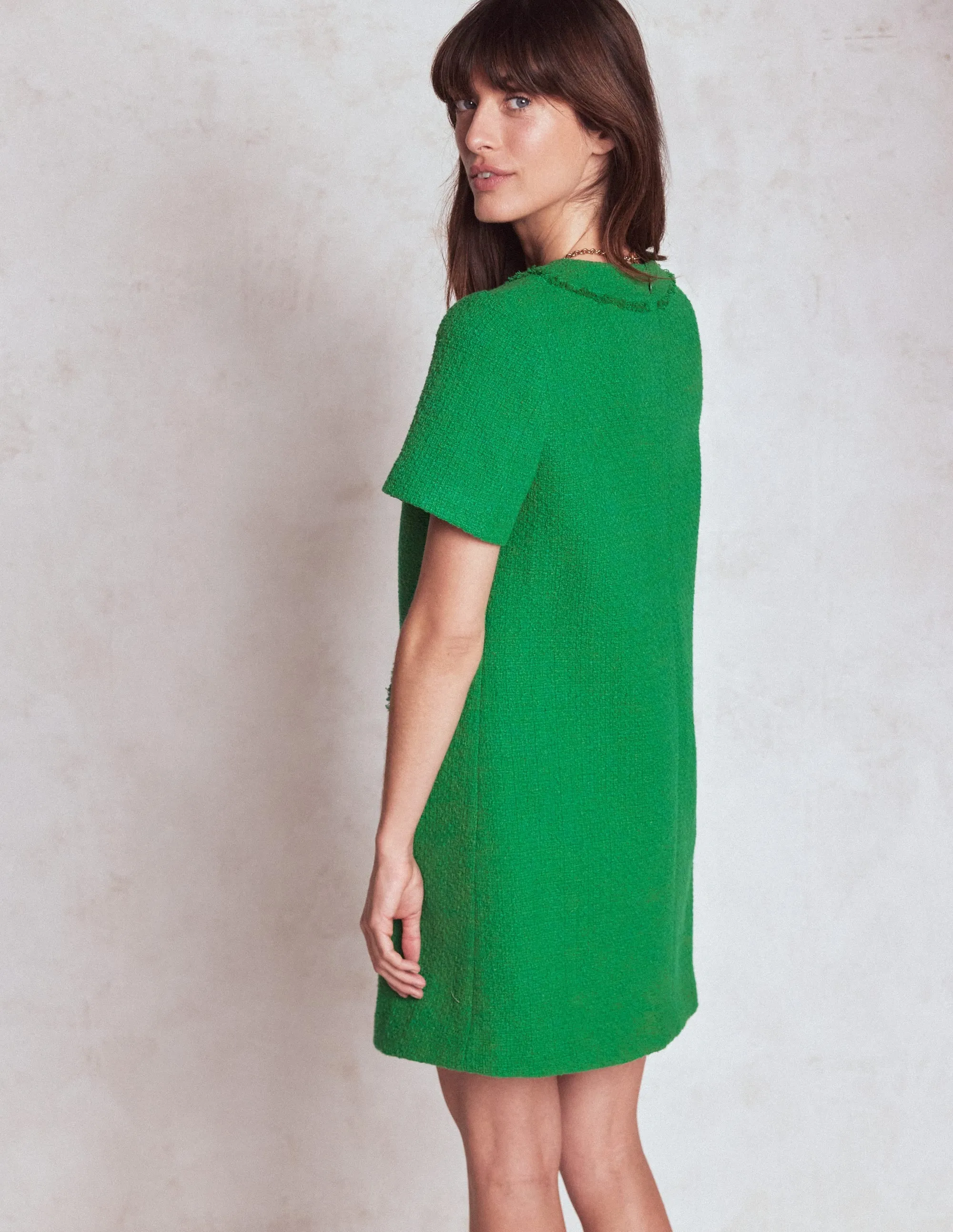 Airy Base Soft Presence Evita Cotton Shift Dress-Rich Emerald