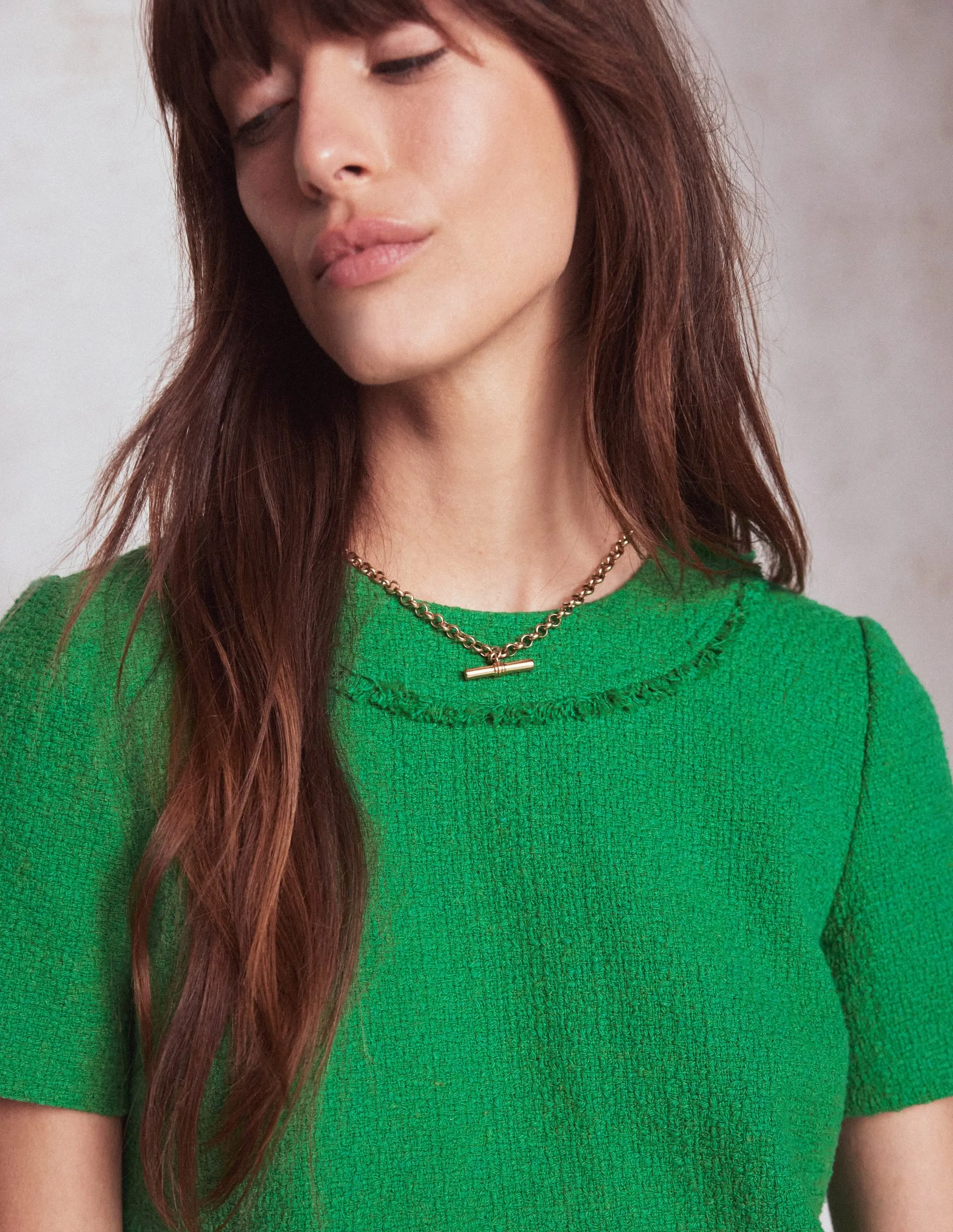 Fitted Base Evita Cotton Shift Dress-Rich Emerald