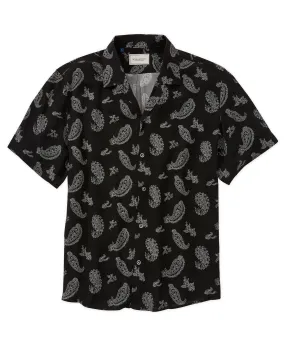 Paisley Outline Print Camp Shirt Bold Hue