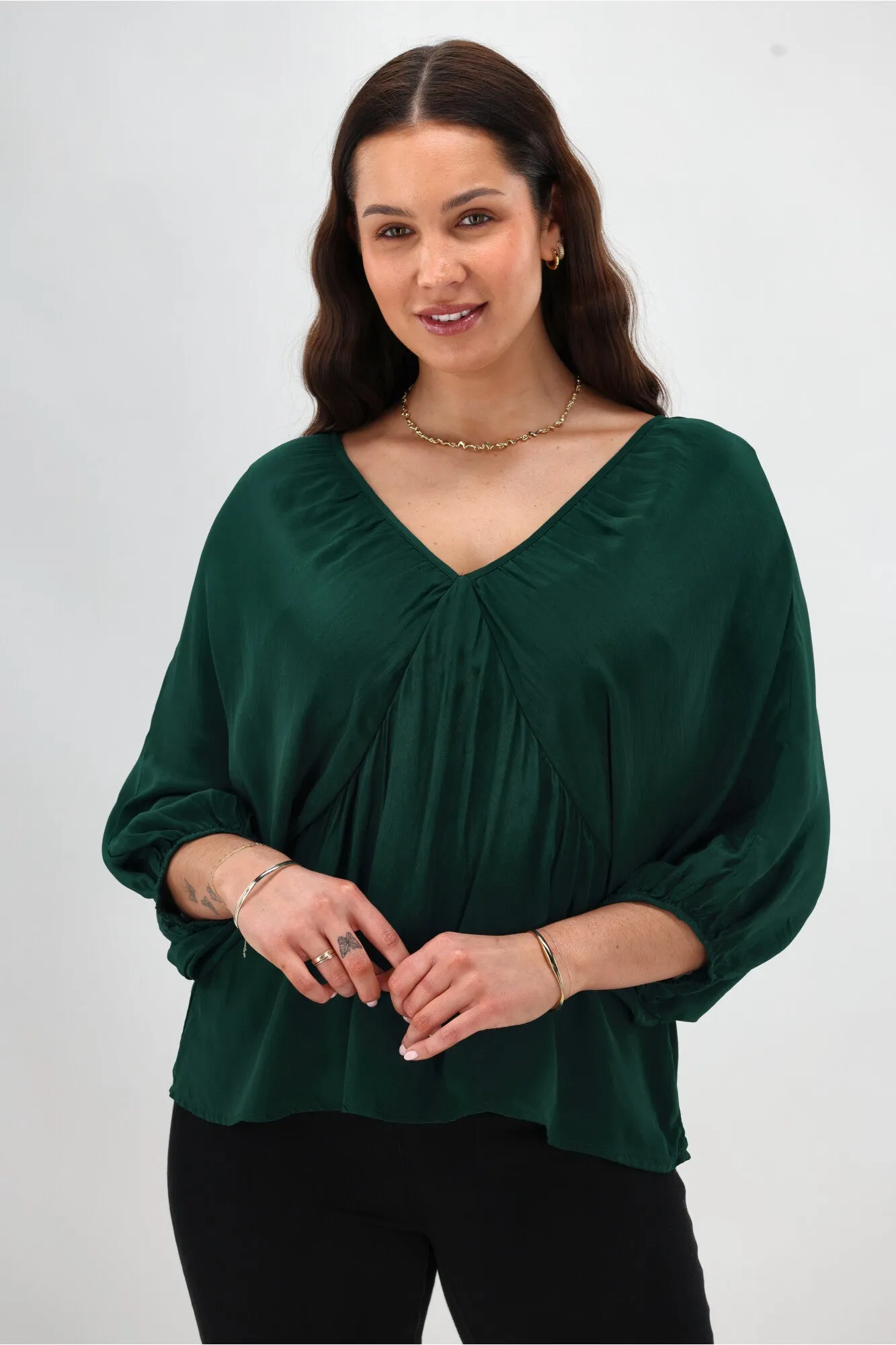 MoistureControl Celebrations By Shine On Lorna Blouson Top Emerald