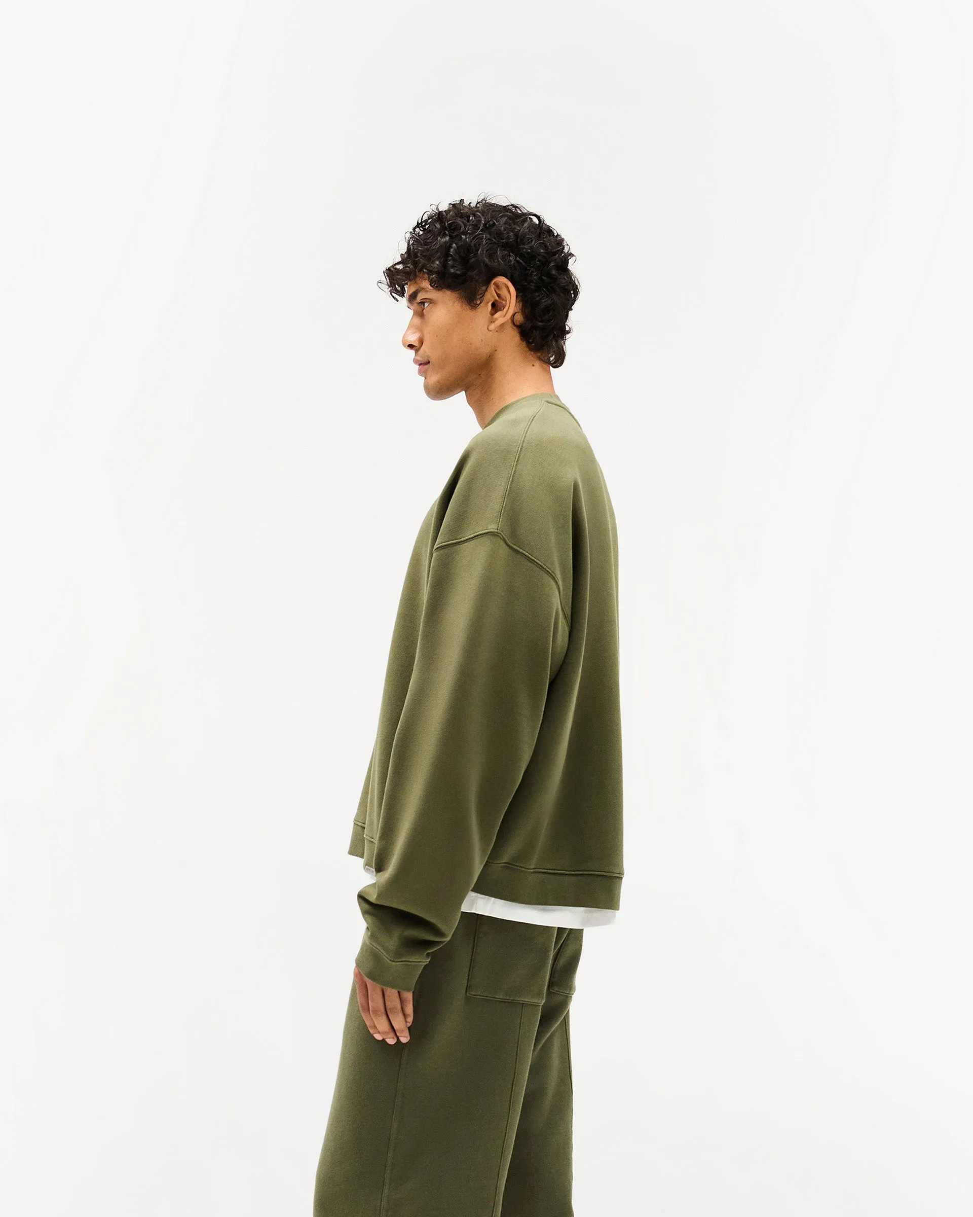 right for running Cozy All Season Initial Boxy Sweater - Army Green