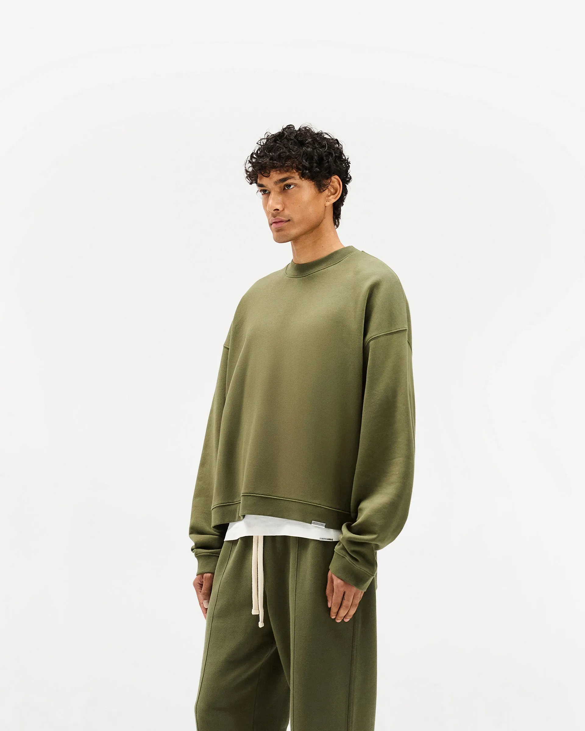 Color fastness Party Ready Initial Boxy Sweater - Army Green