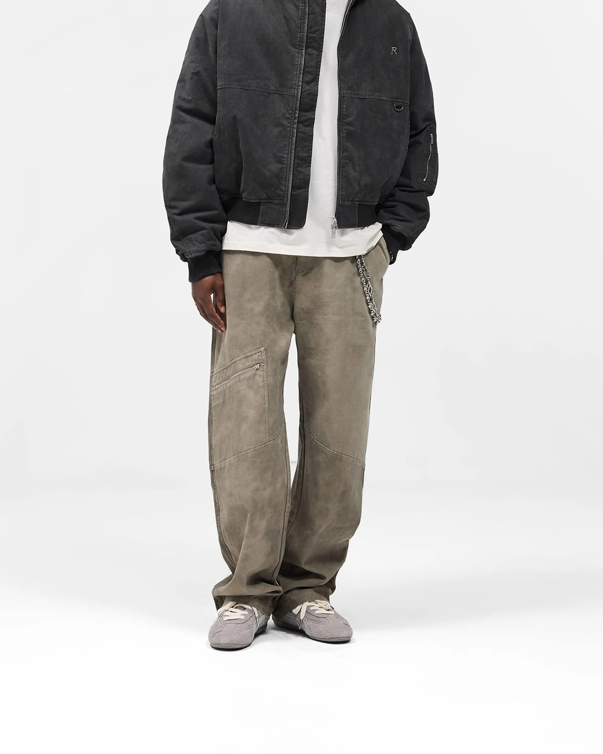 Soft Waistband Cotton Workwear Pant - Dark Olive