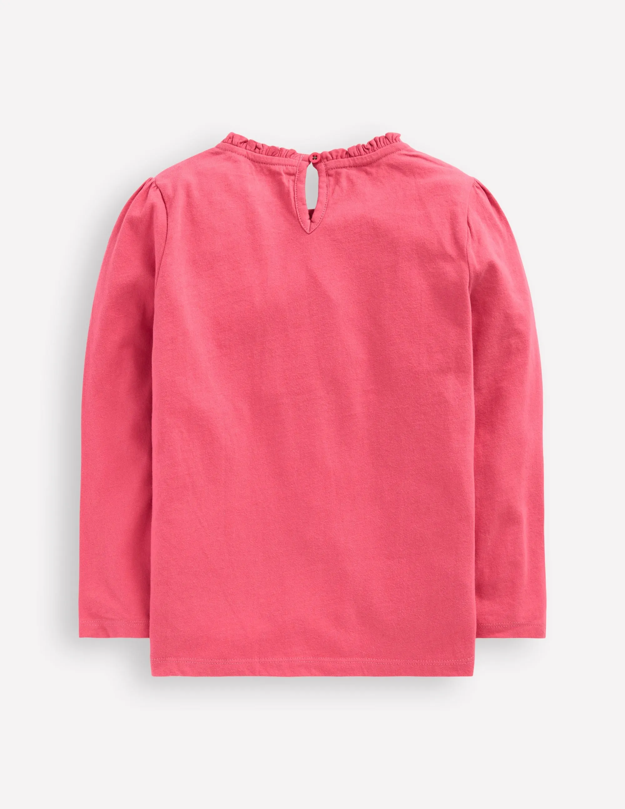 Frill Neck Appliqu?? T-shirt-Rose Pink Dinosaurs Antimicrobial Finish Non Restrictive Fit