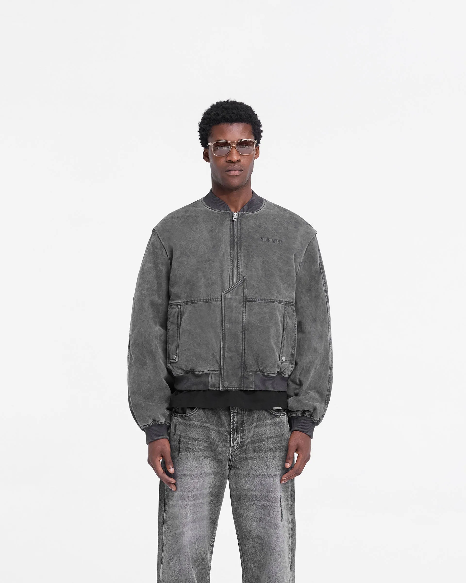 Inset Sleeve Bomber - Stained Black Ultra Light Packable Durable Water Repellent Finish