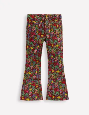 Pull-on style Printed Kick Flare Trousers-Chestnut Flower Meadow