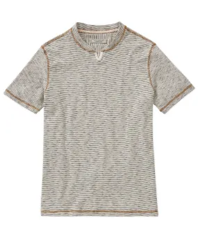 Flame Stripe Jersey Garment-Dyed Notch Tee Shirt Comfy Fit Picnic Outfit