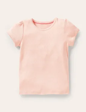 ButtonlessClosure Short Sleeve Pointelle Top-Provence Dusty Pink