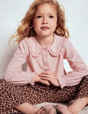 Tencel Blend Fabric Collared Slub Top-Chalk Pink