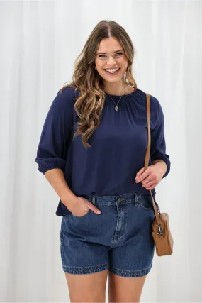 Summer Sweater Sunday Boho Annika Top Navy