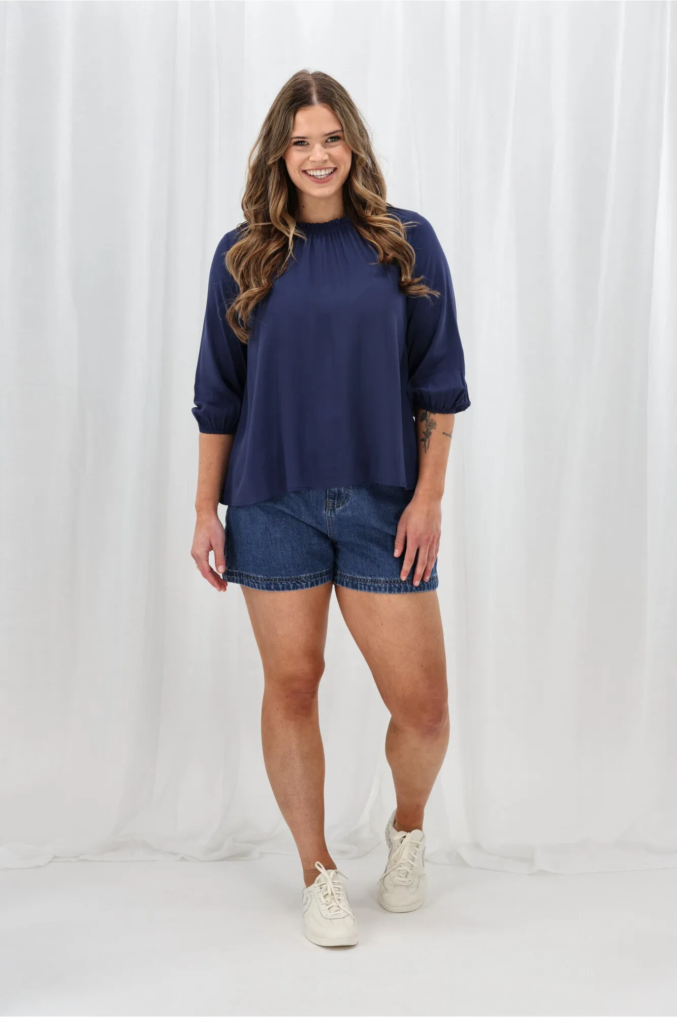 Lightweight Material Convertible Style Sunday Boho Annika Top Navy