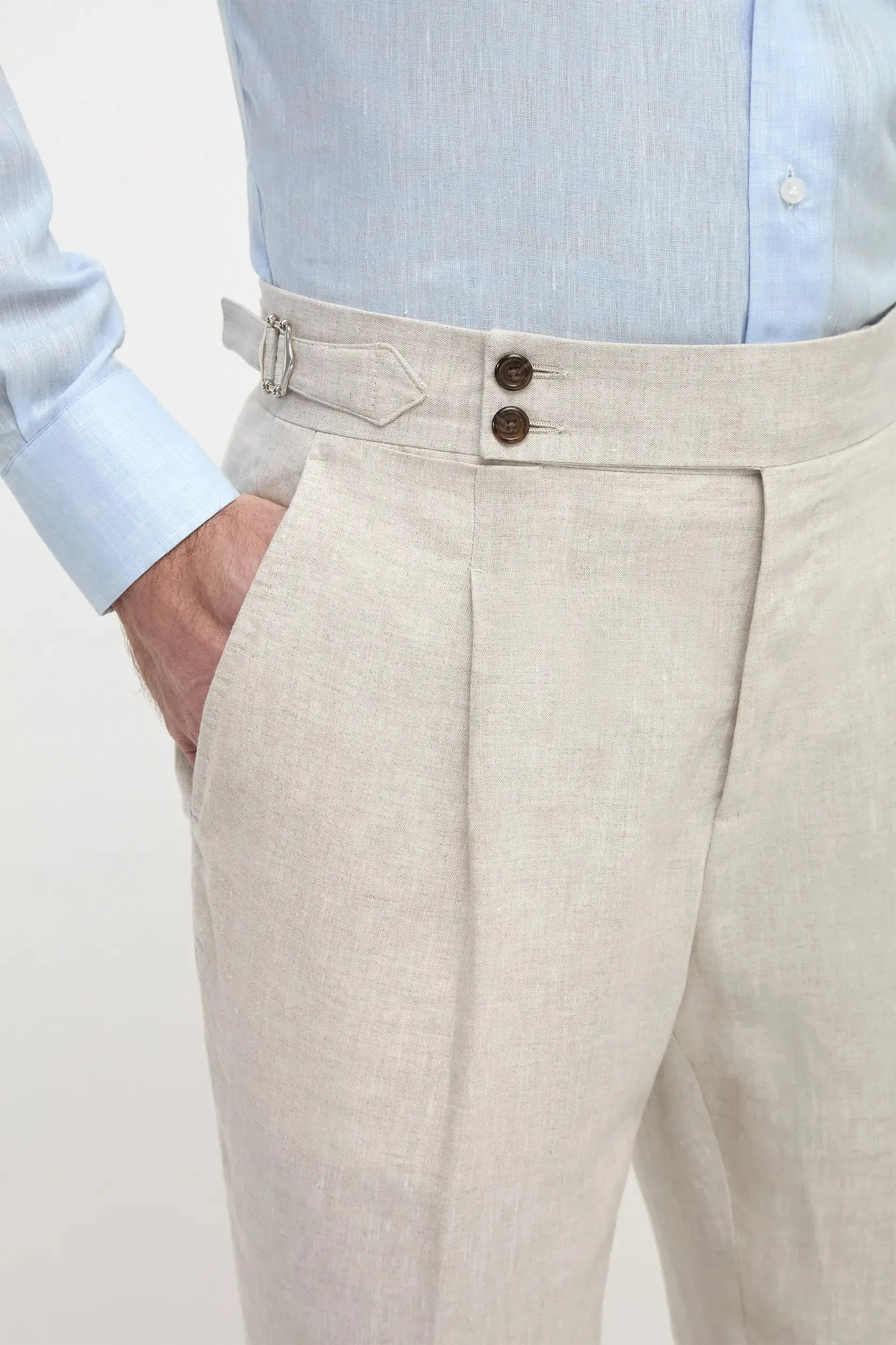 QuickDrying Beige linen Soragna trousers  - Made in Italy